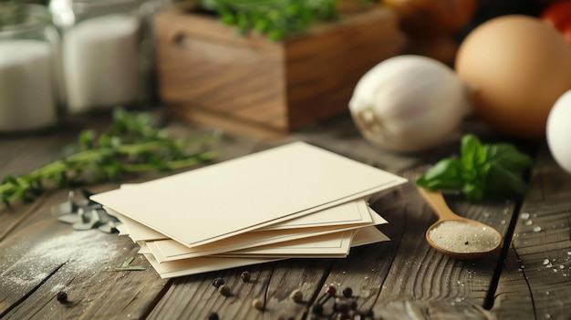 Karty przepisów na stole